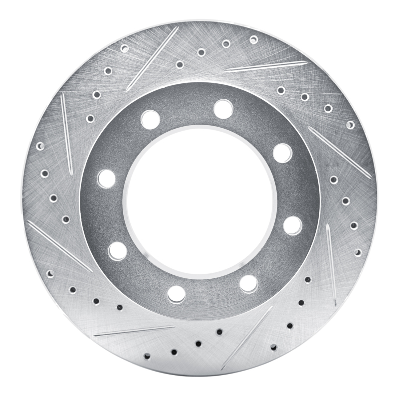 Chevrolet V3500 Pickup Brake Rotor (1) - Front Left - R1 Concepts - Drilled & Slotted - Silver - `77-`00